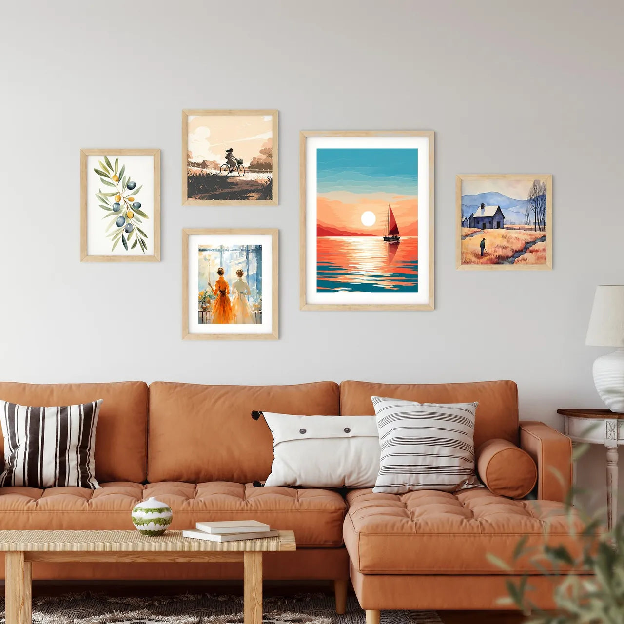 Sailboat On Water With Mountains In The Back Framed Print