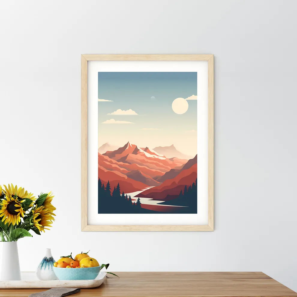 Landscape Of Mountains And Trees Art Prin - Kitchen Hangings