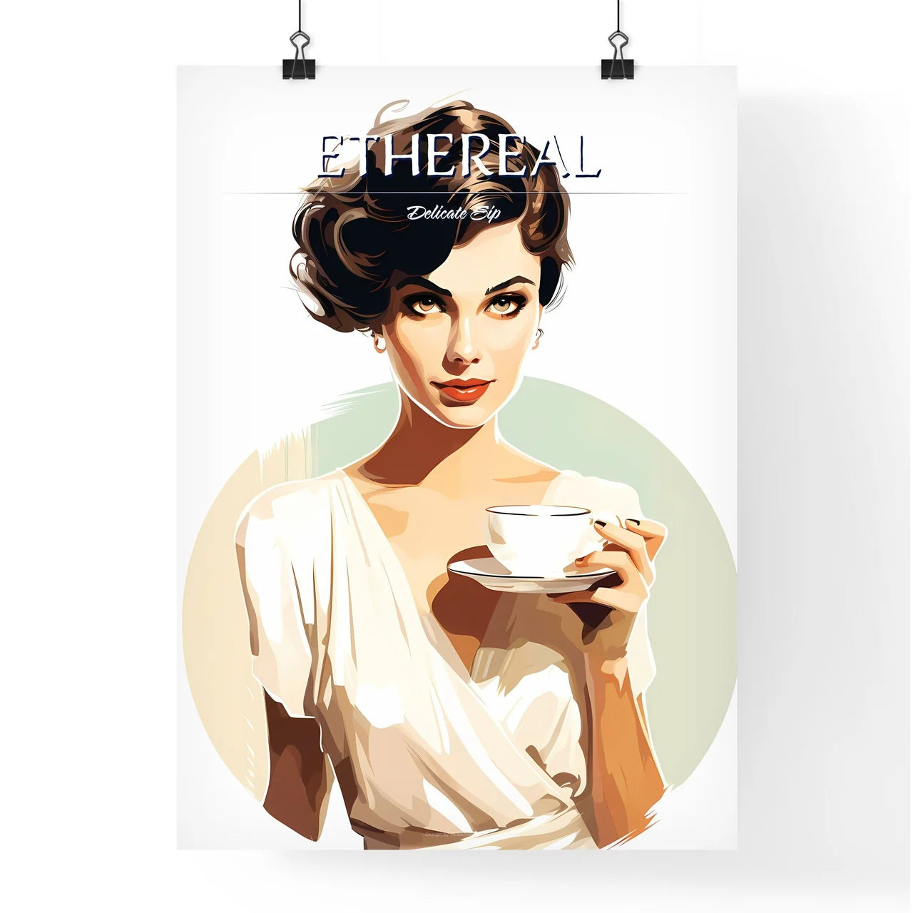 Woman Holding A Cup Art Prin Poster