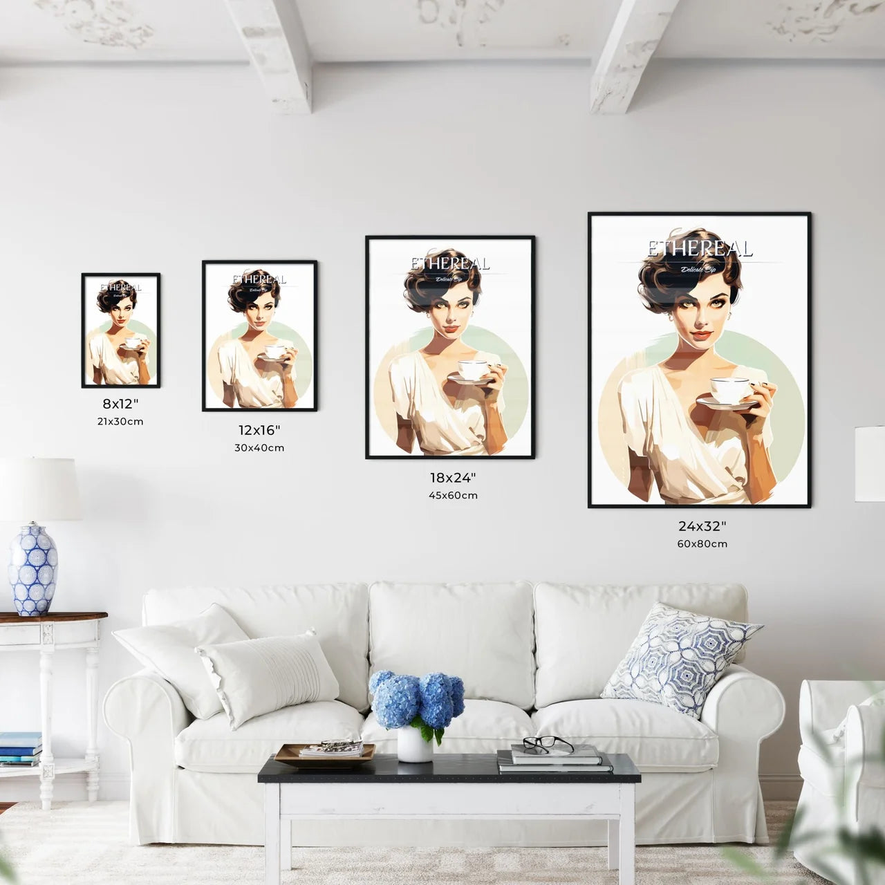 Woman Holding A Cup Art Prin - Kitchen Hangings