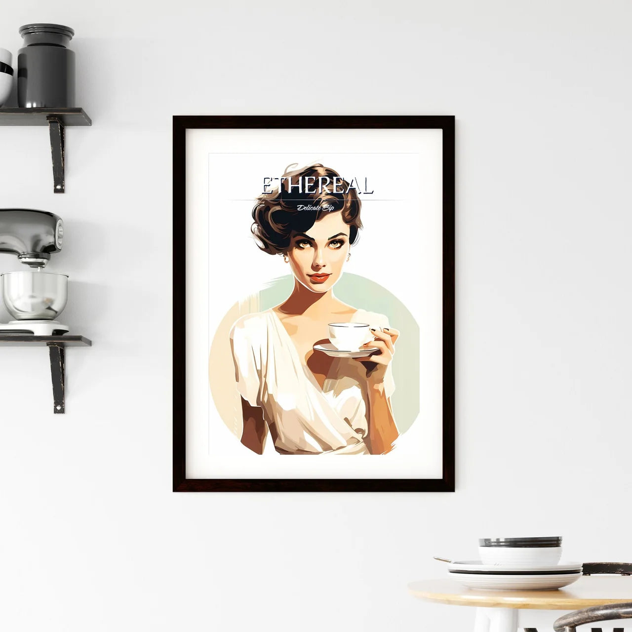 Woman Holding A Cup Art Prin Framed Print