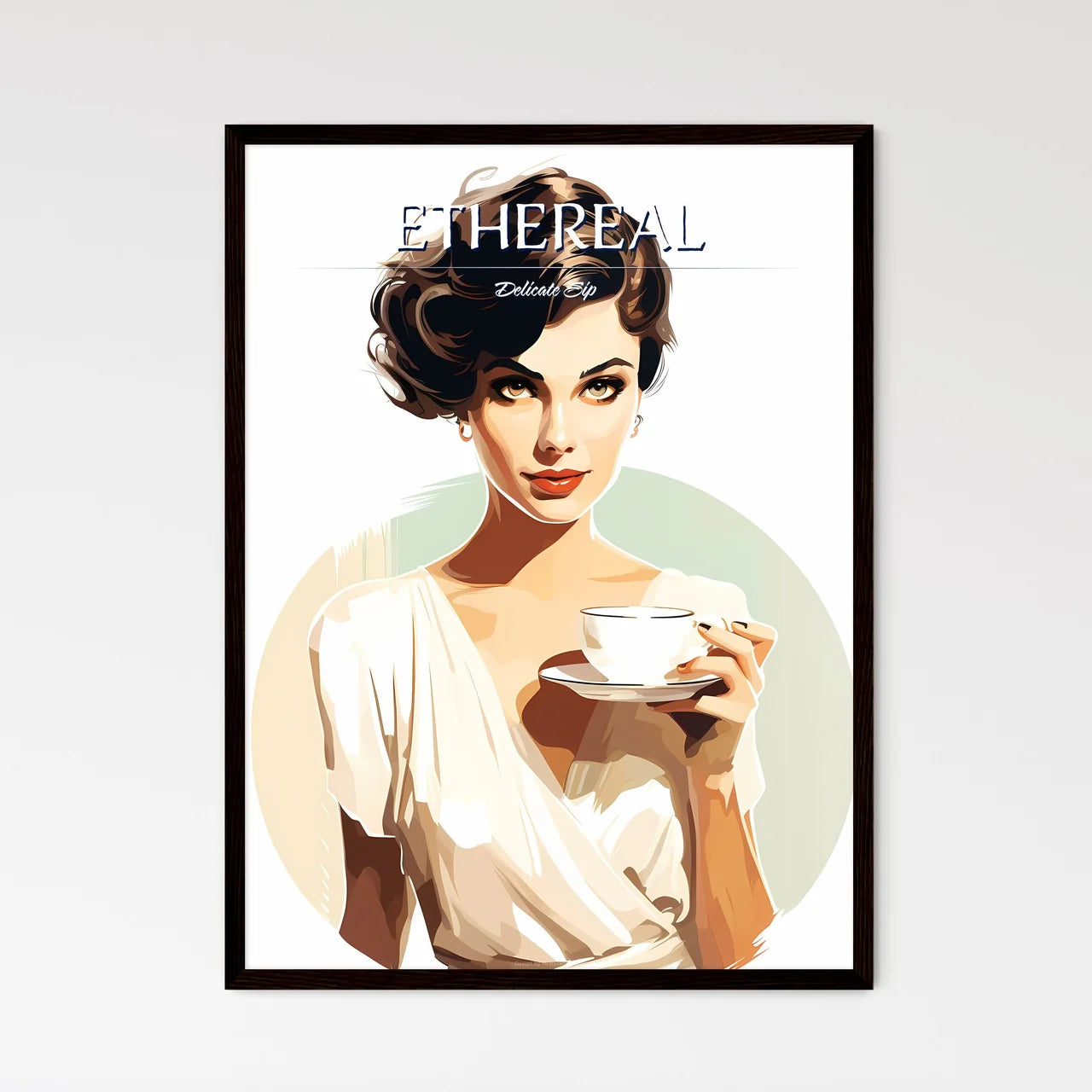 Woman Holding A Cup Art Prin - Framed Art Print