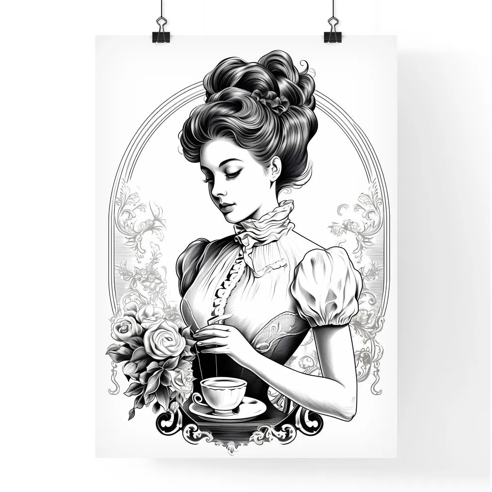 Woman Holding A Cup Of Coffee Art Prin Poster