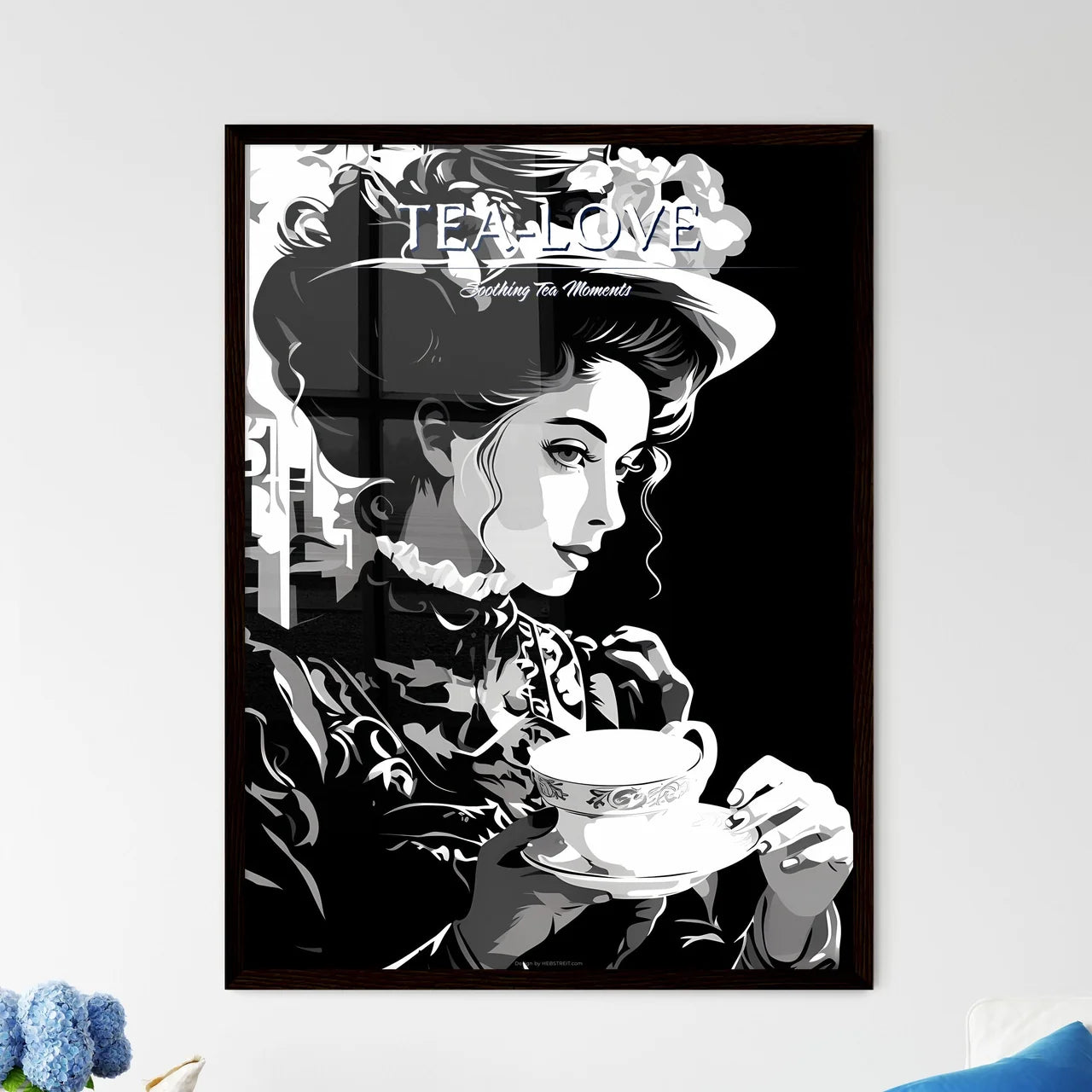 Woman Holding A Tea Cup Art Prin - Framed Art Print