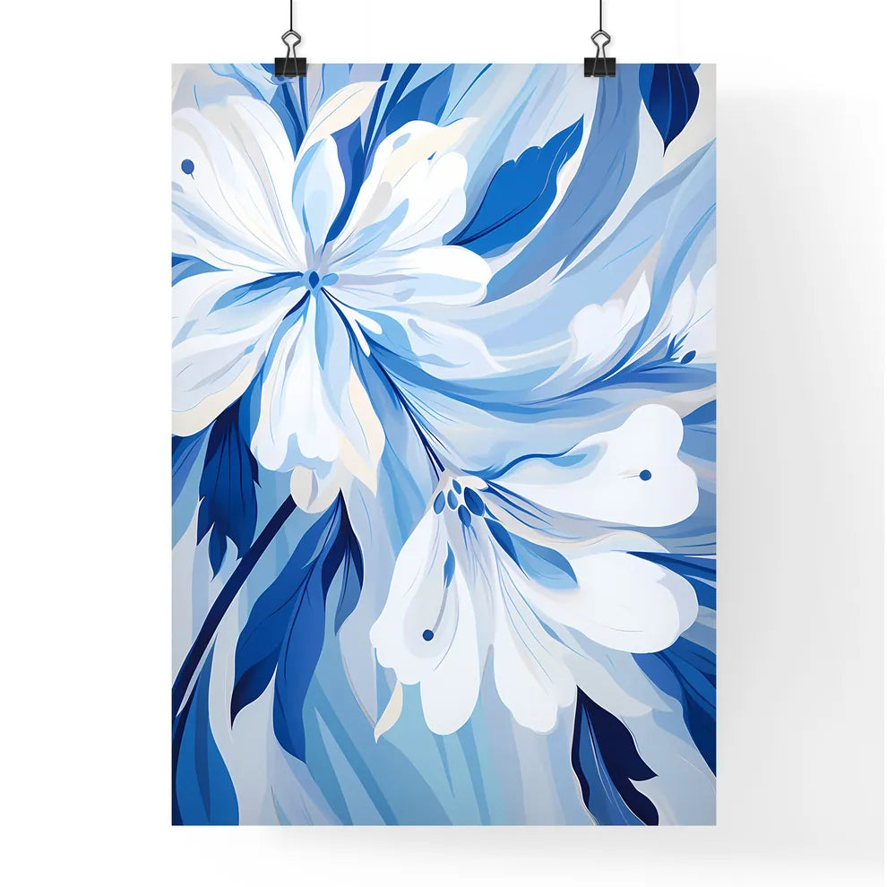 Blue And White Flower Design Art Prin Poster