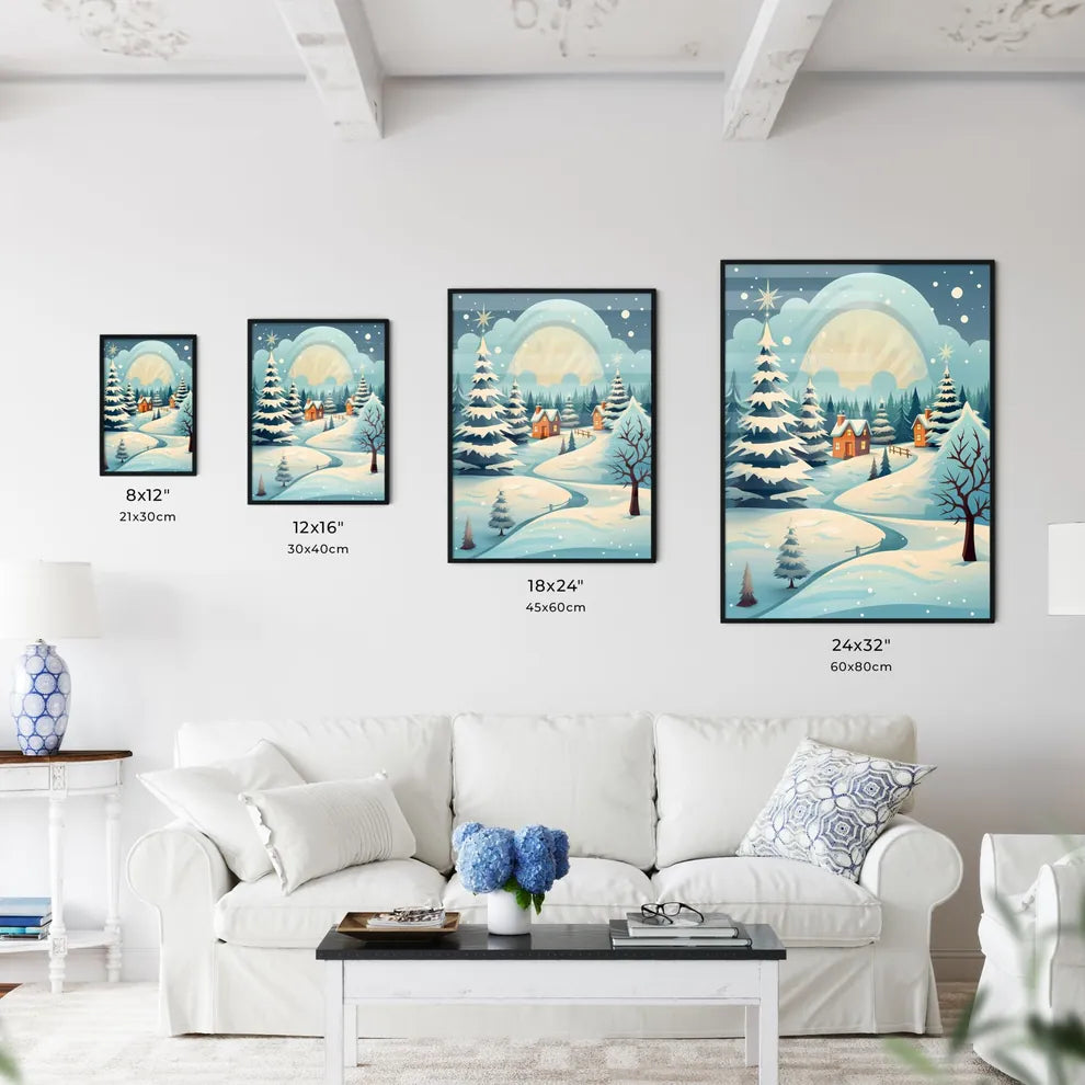 Snowy Landscape With Houses And Trees Art Pr Wall Art