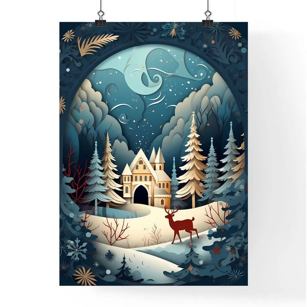 Paper Cut Out Of A House And  Poster