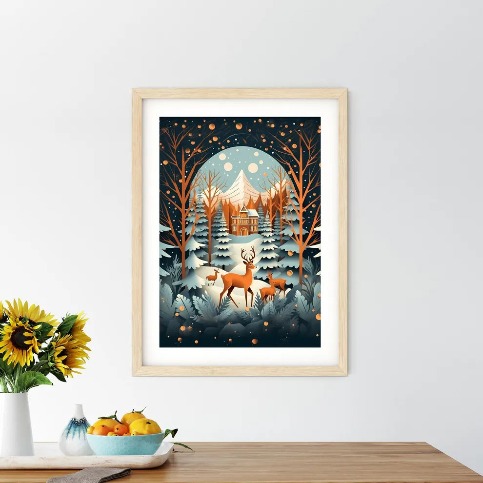 Deer In The Woods Art Print Size Chart