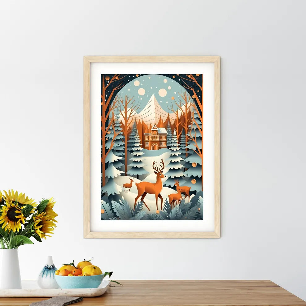 Group Of Deer In A Snowy Fore Size Chart