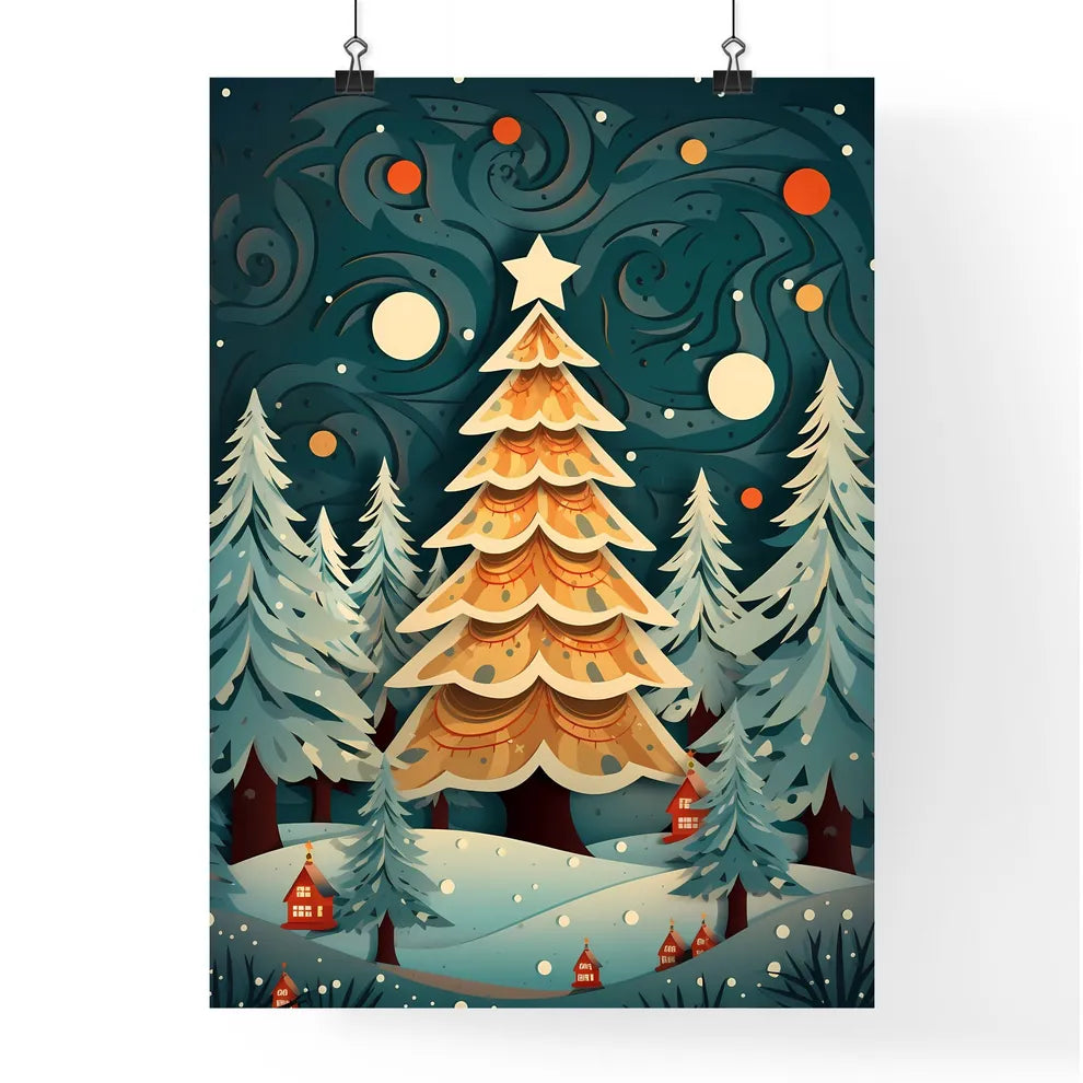 Paper Cut Out Of A Christmas Tree Art Prin Poster