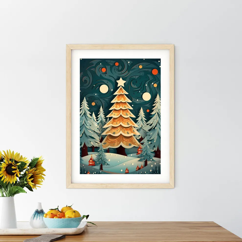 Paper Cut Out Of A Christmas Tree Art Prin - Kitchen Hangings