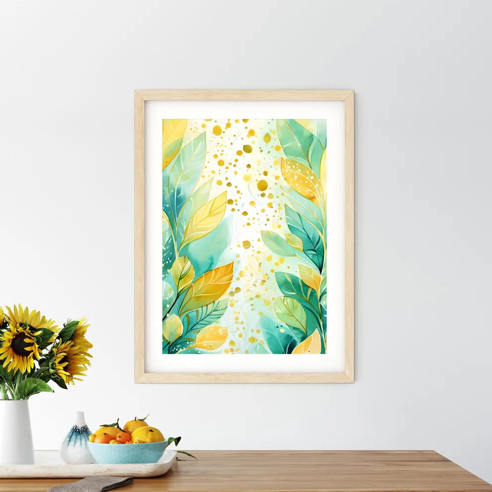 Painting Of Leaves And Dots Art Prin - Kitchen Hangings