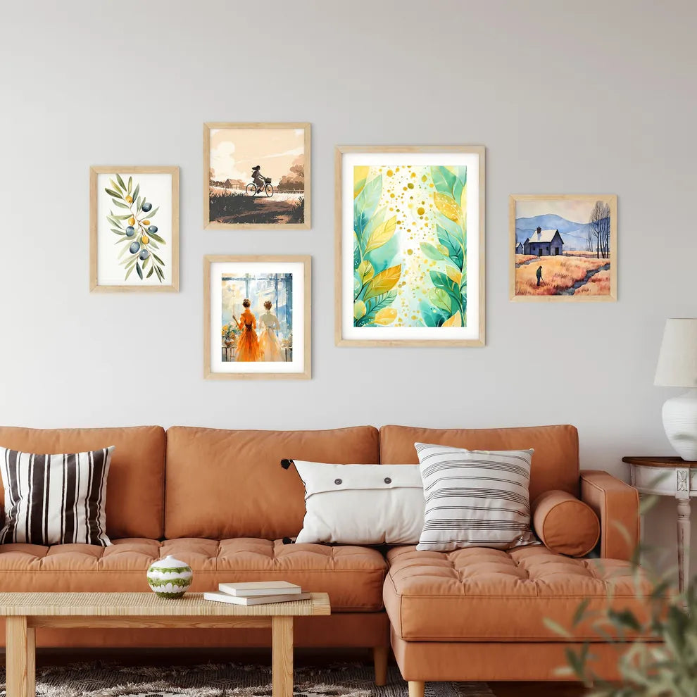 Painting Of Leaves And Dots Art Prin Framed Print