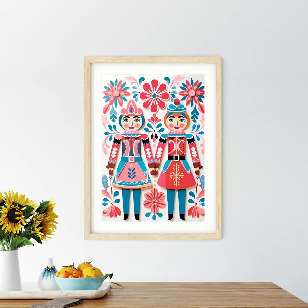 Paper Cut Out Of A Couple Of Dolls Art Prin - Kitchen Hangings