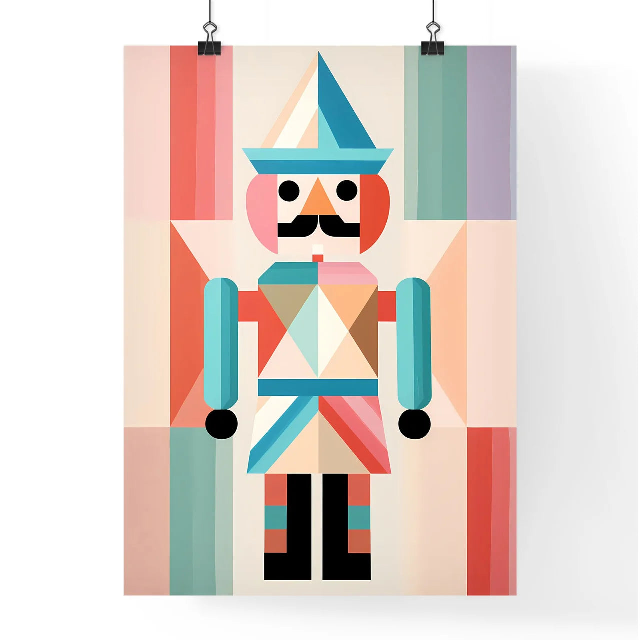Colorful Toy Nutcracker Art Prin Poster