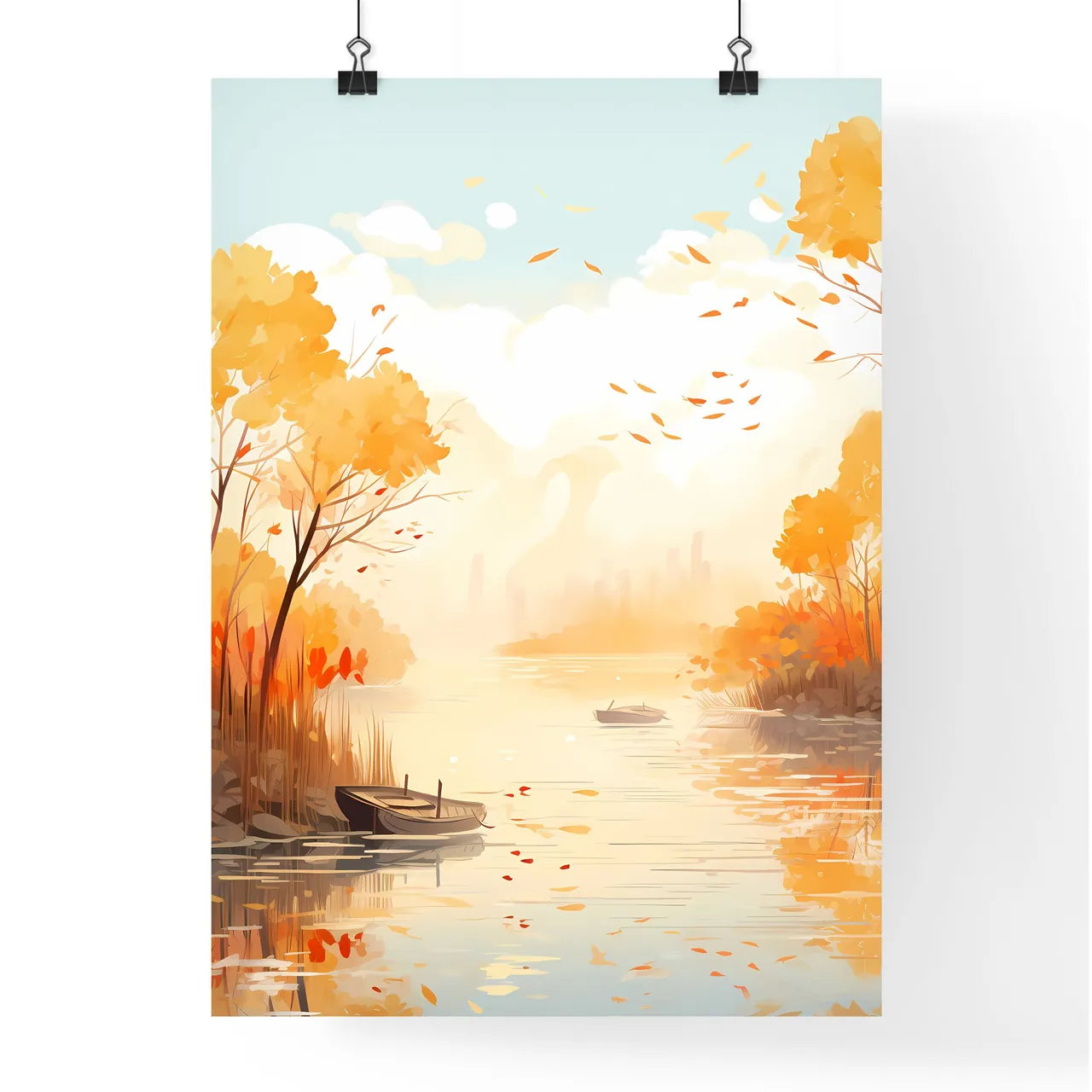 River With Boats And Trees Art Prin Poster