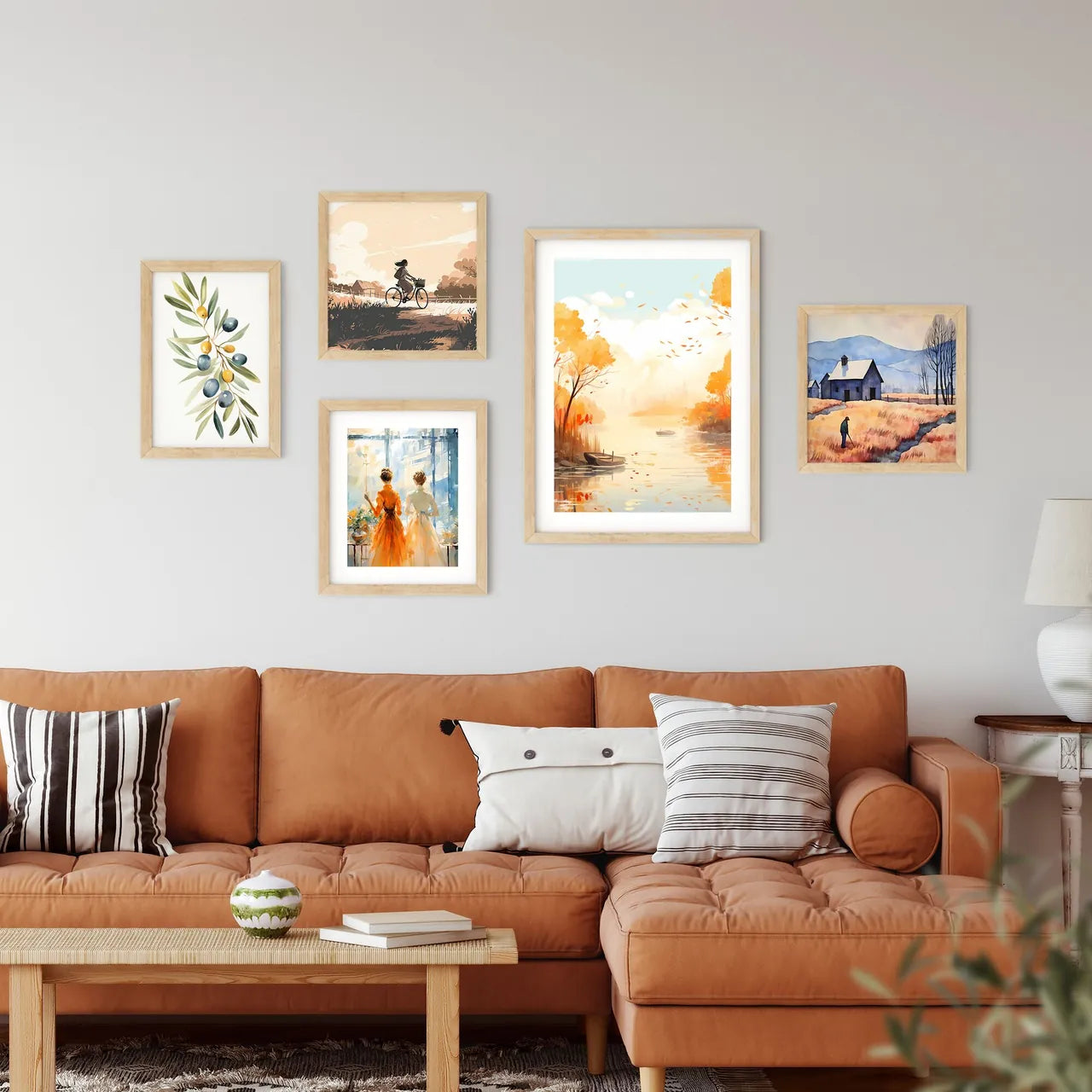 River With Boats And Trees Art Prin Framed Print