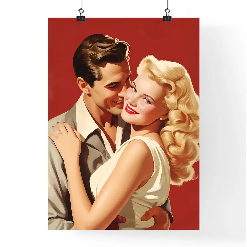 Man And Woman Hugging Art Prin Poster