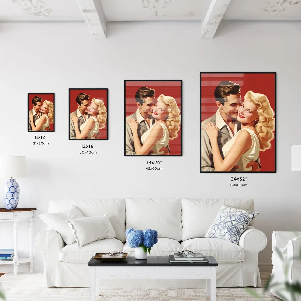 Man And Woman Hugging Art Prin Wall Art