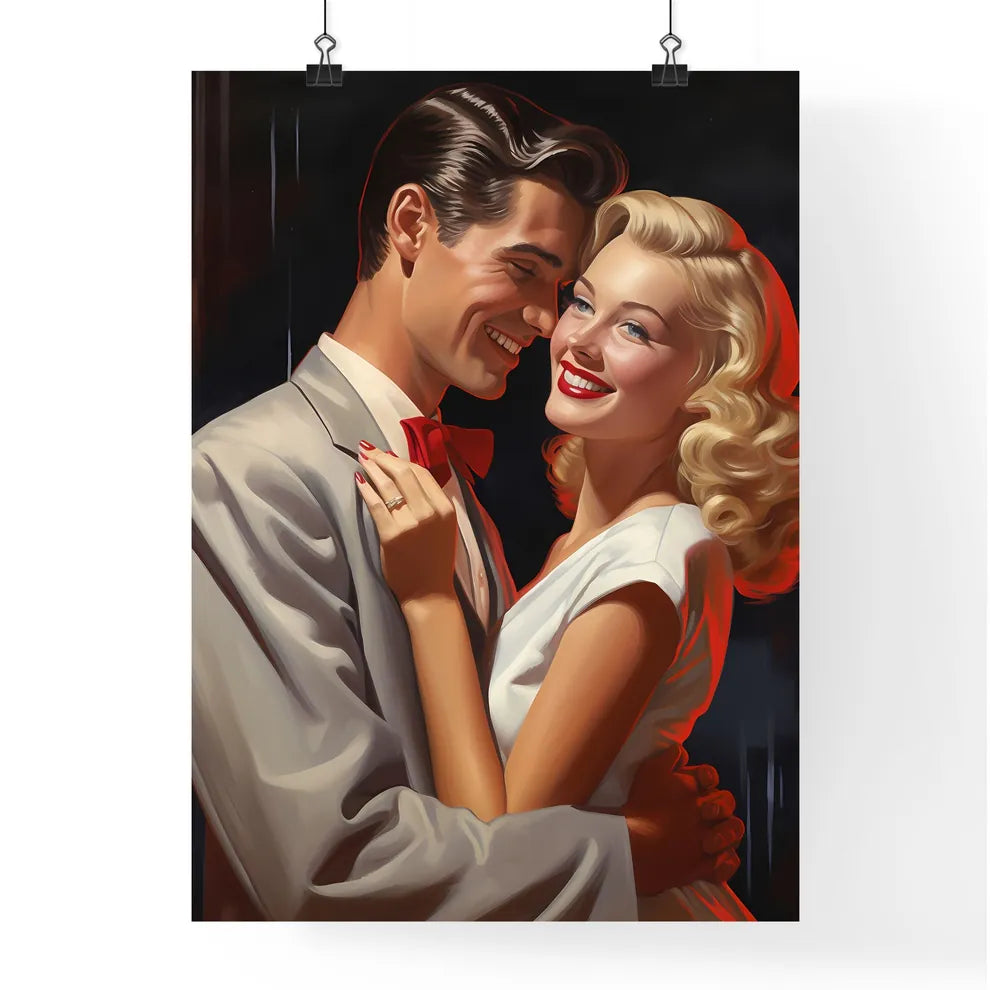 Man And Woman Hugging Art Prin Poster