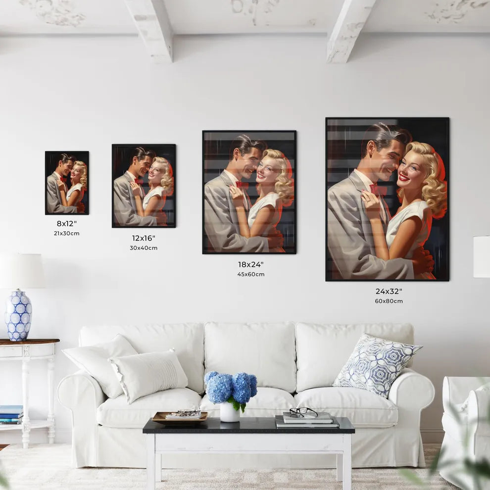 Man And Woman Hugging Art Prin Wall Art
