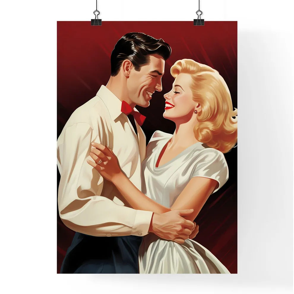Man And Woman Hugging Art Prin Poster