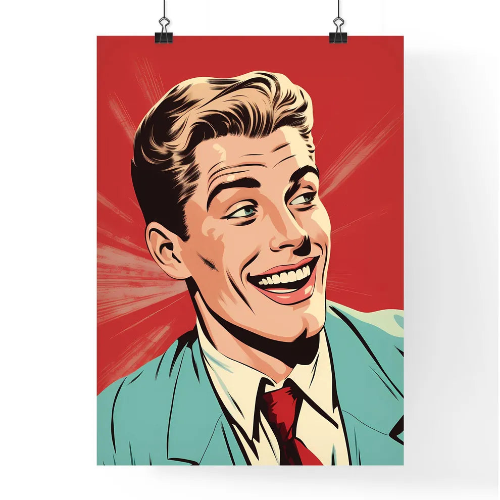 Man Smiling With A Red Background Art Prin Poster
