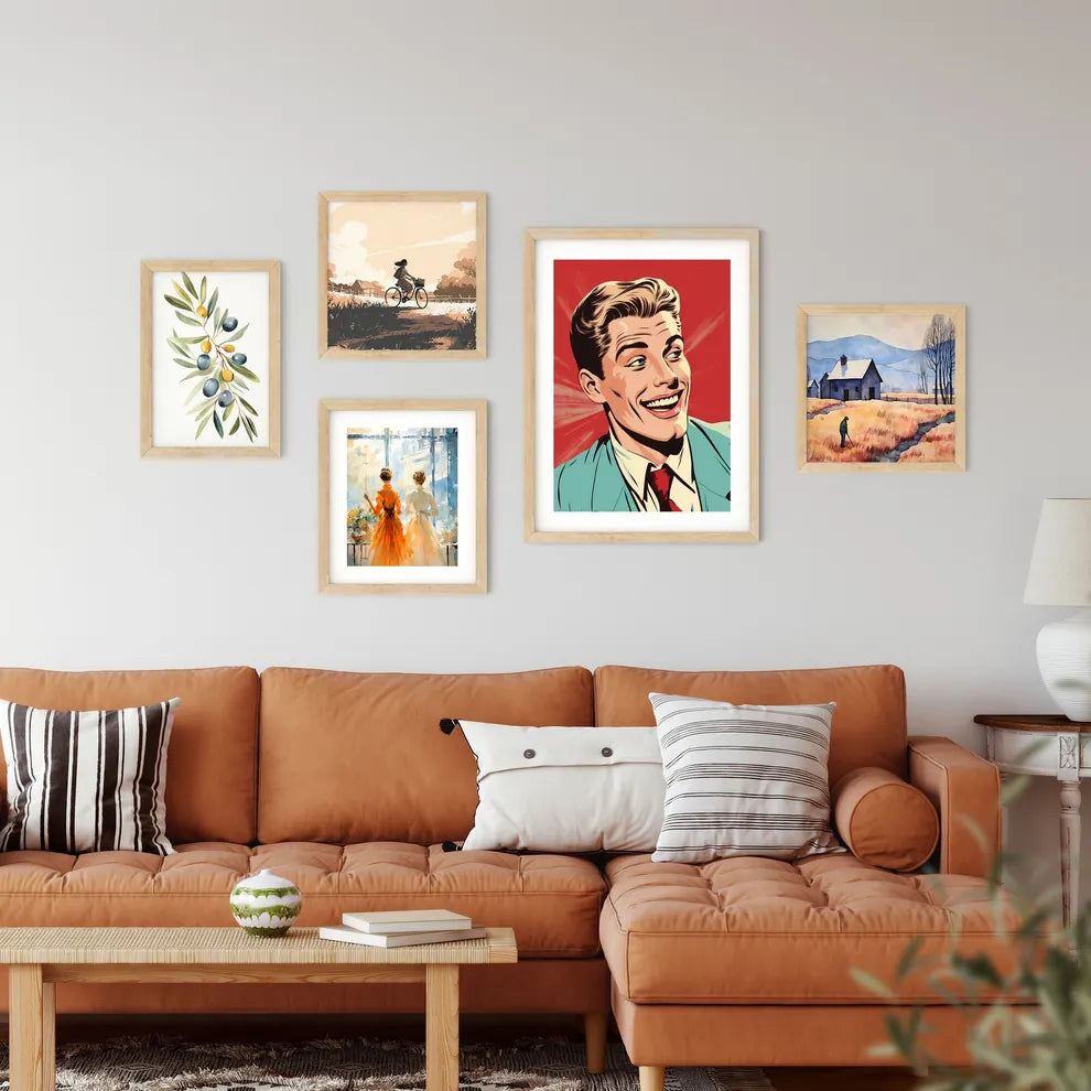 Man Smiling With A Red Background Art Prin Hangings