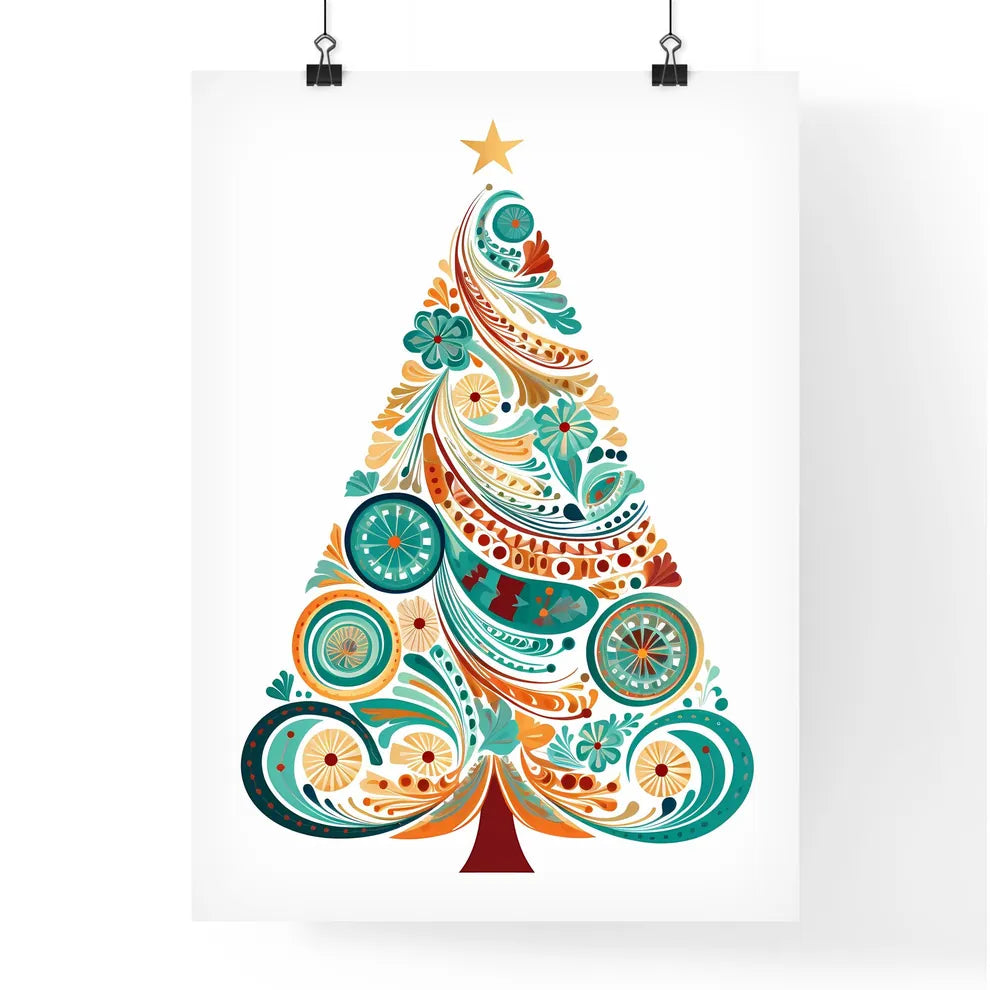 Colorful Tree With Swirls And Flowers Art Pr Poster