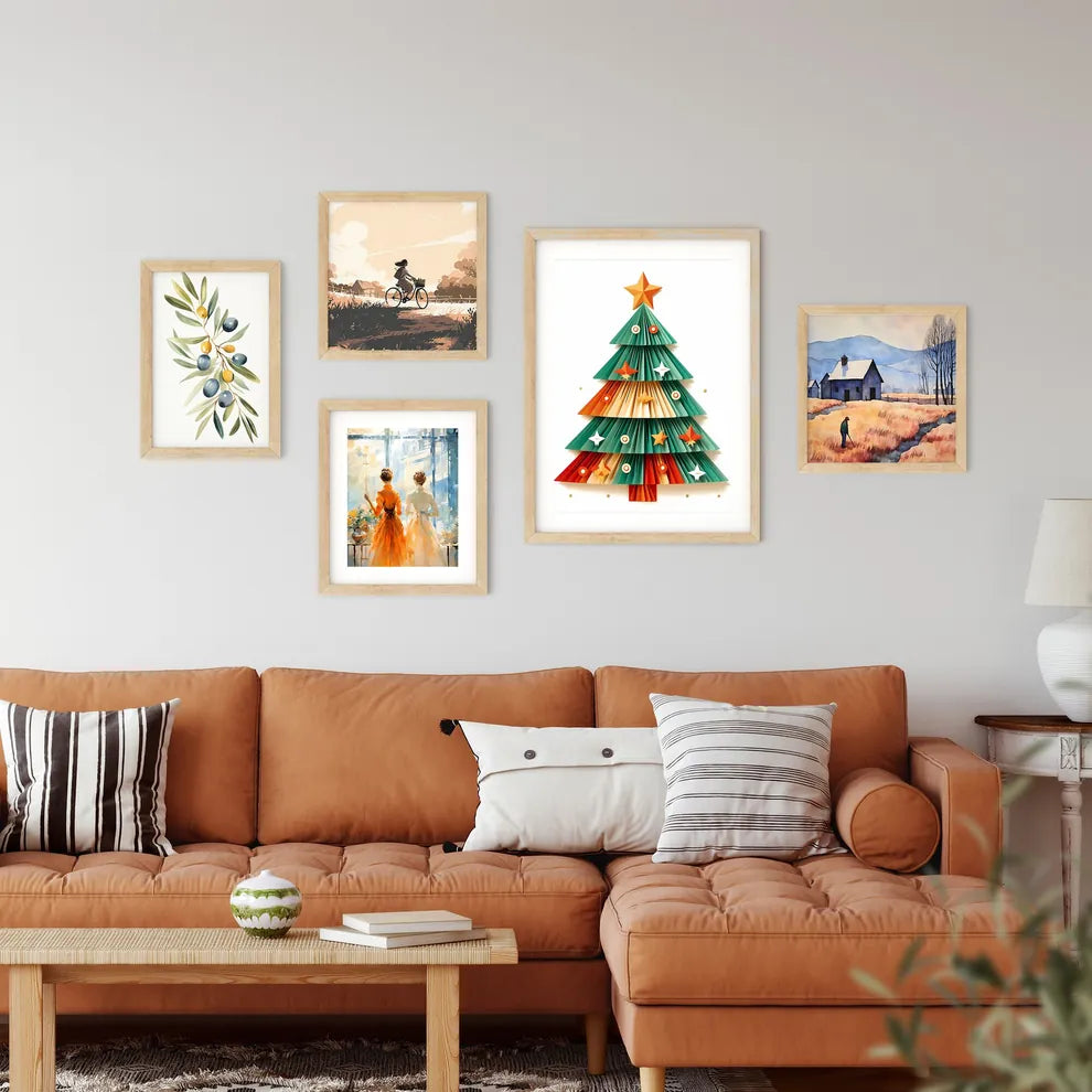 Paper Christmas Tree Made Of Paper Art Prin Framed Print