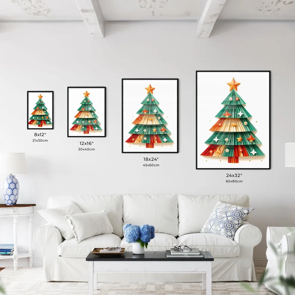 Paper Christmas Tree Made Of Paper Art Prin Wall Art
