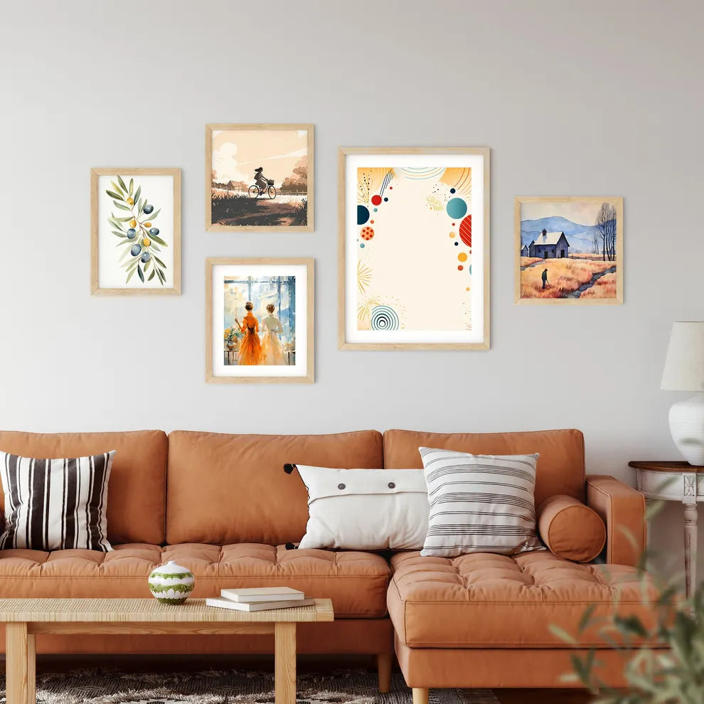 Colorful Fireworks And Circles Art Prin Framed Print