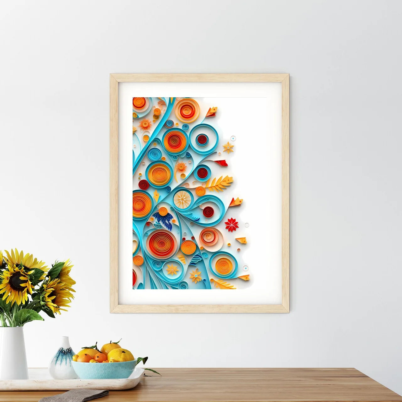 Colorful Swirly Paper Art Art Prin - Kitchen Hangings