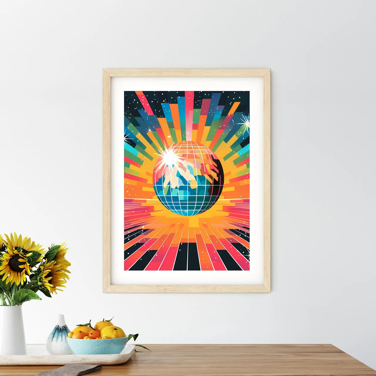 Colorful Background With A Globe And Sun Ray - Kitchen Hangings