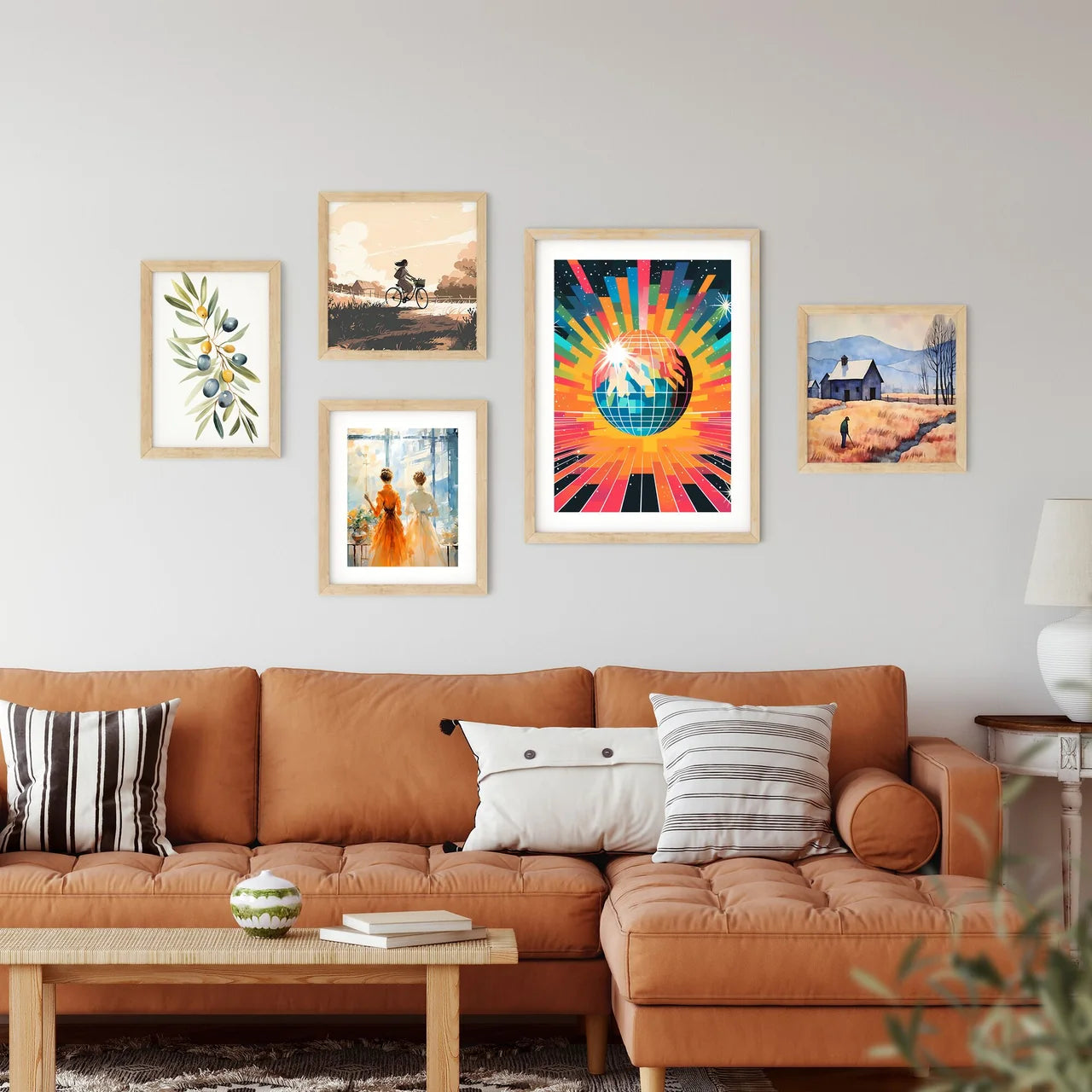 Colorful Background With A Globe And Sun Ray Framed Print