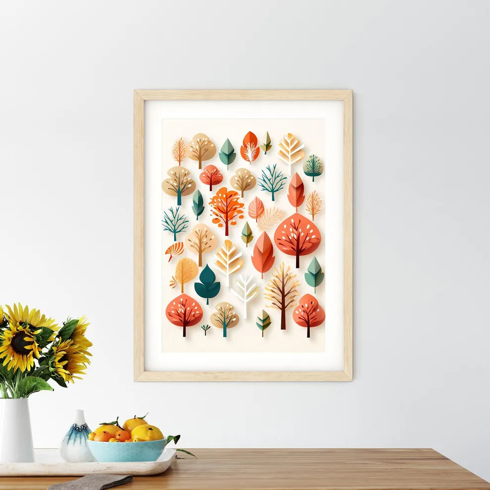 Group Of Trees With Different Colors Art Pri - Kitchen Hangings