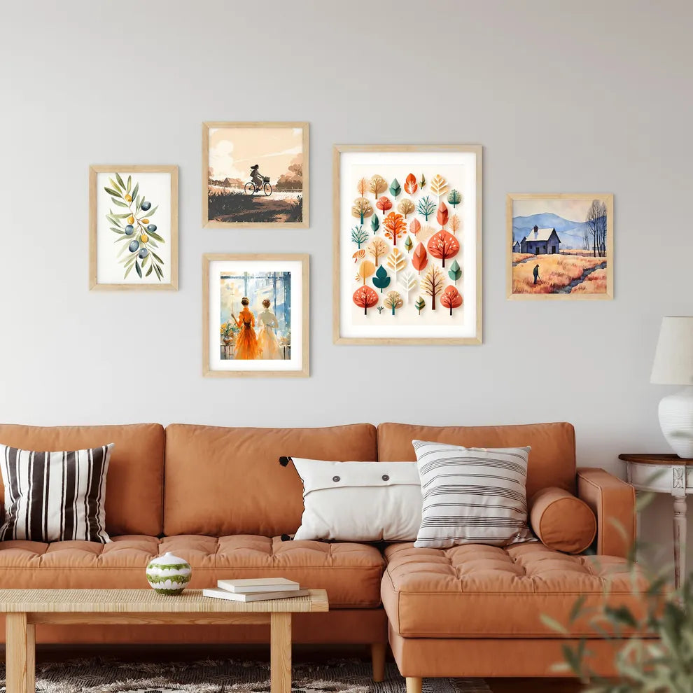 Group Of Trees With Different Colors Art Pri Framed Print