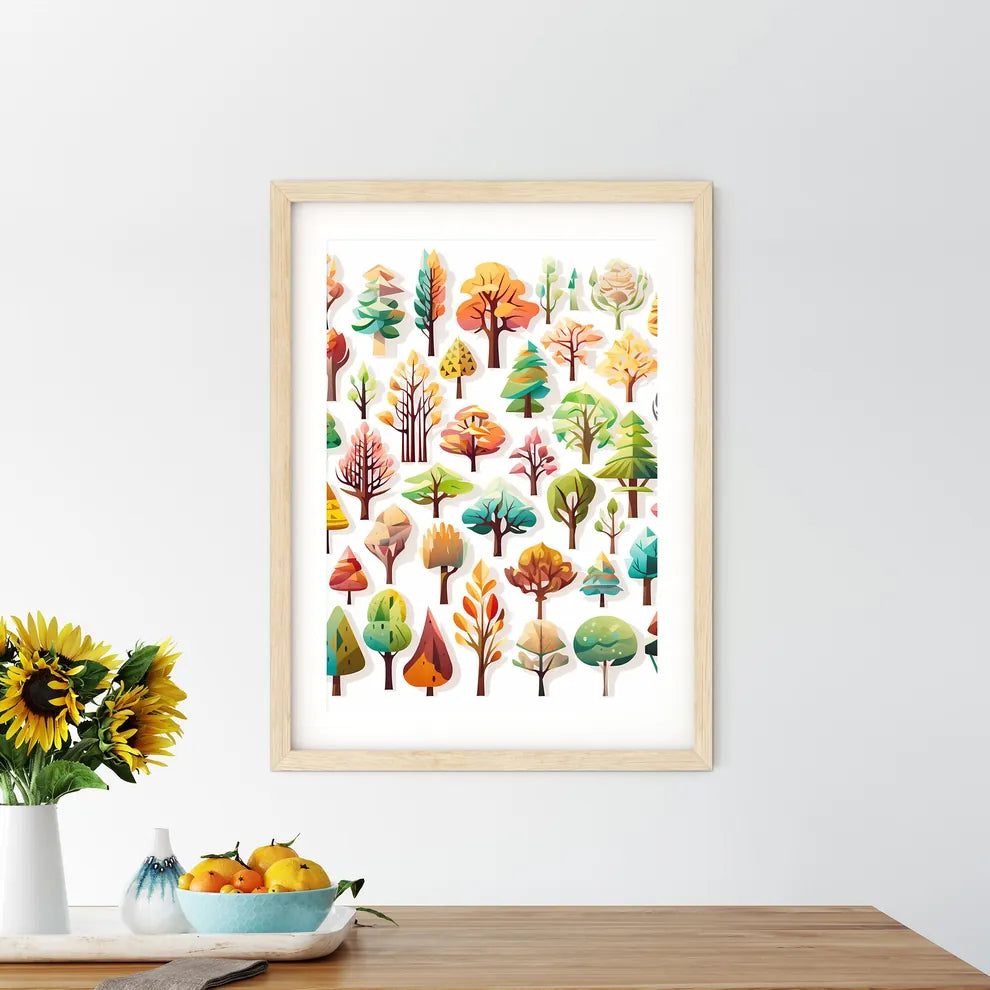Group Of Trees With Different Colors Art Pri - Kitchen Hangings