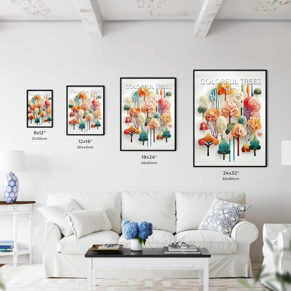 Group Of Trees With Different Colors Art Pri - Kitchen Hangings