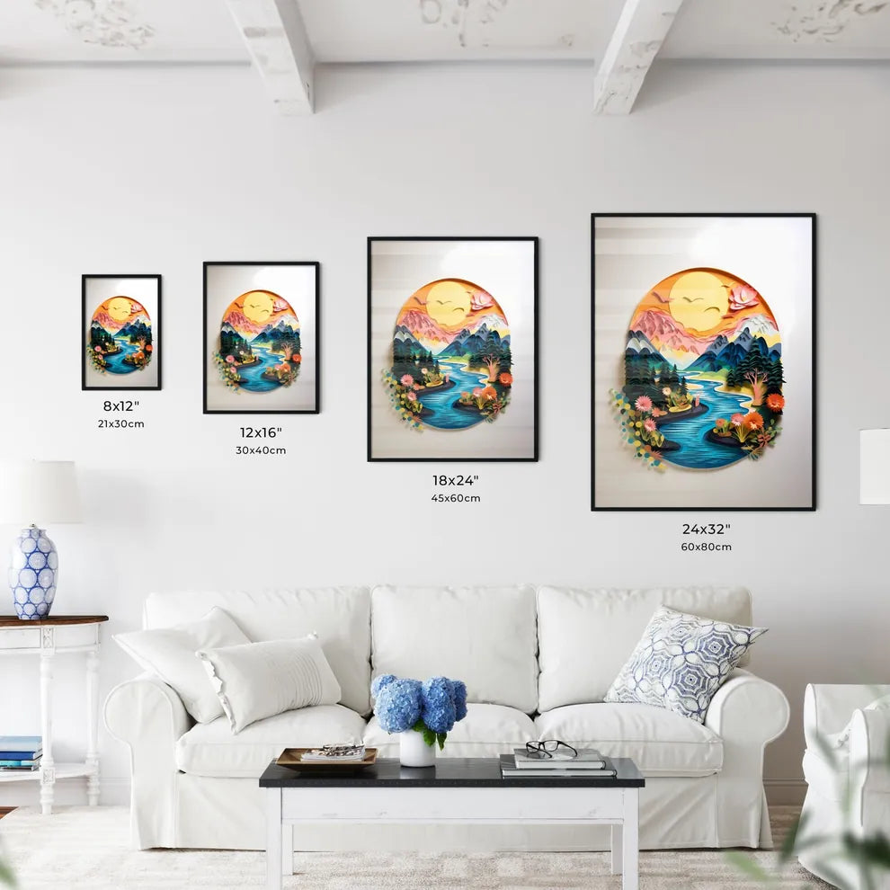 Paper Cut Out Of A River With Art Print