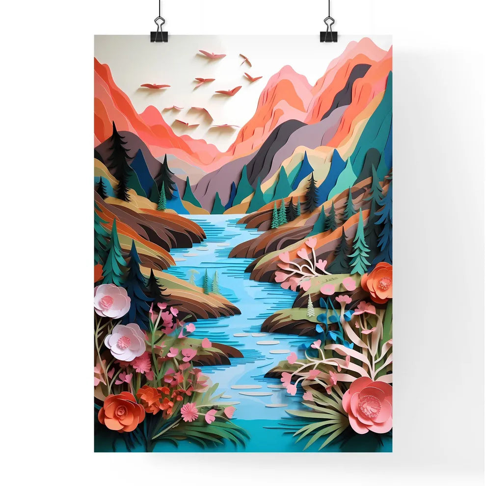 Paper Cut Out Of A River Art Prin Poster