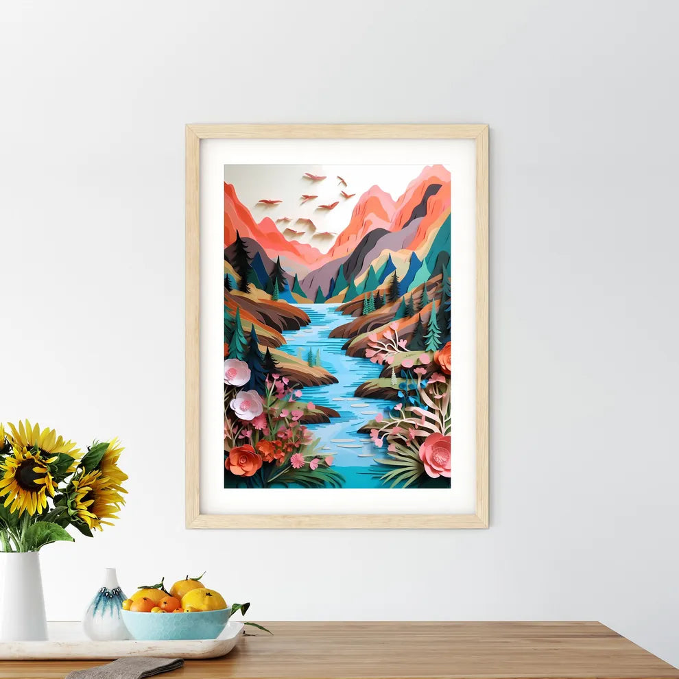 Paper Cut Out Of A River Art Prin - Kitchen Hangings