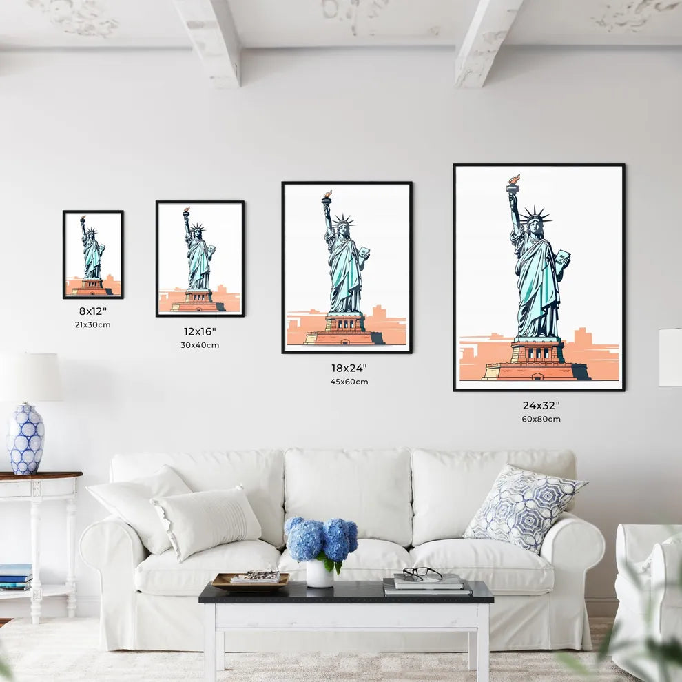 Statue Of Liberty With A Torch And A Book With Statue Of Liberty In The Background Art Print Interior Design