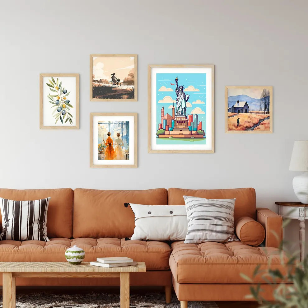 Statue Of Liberty With A City Behind It Art Print Custom Print