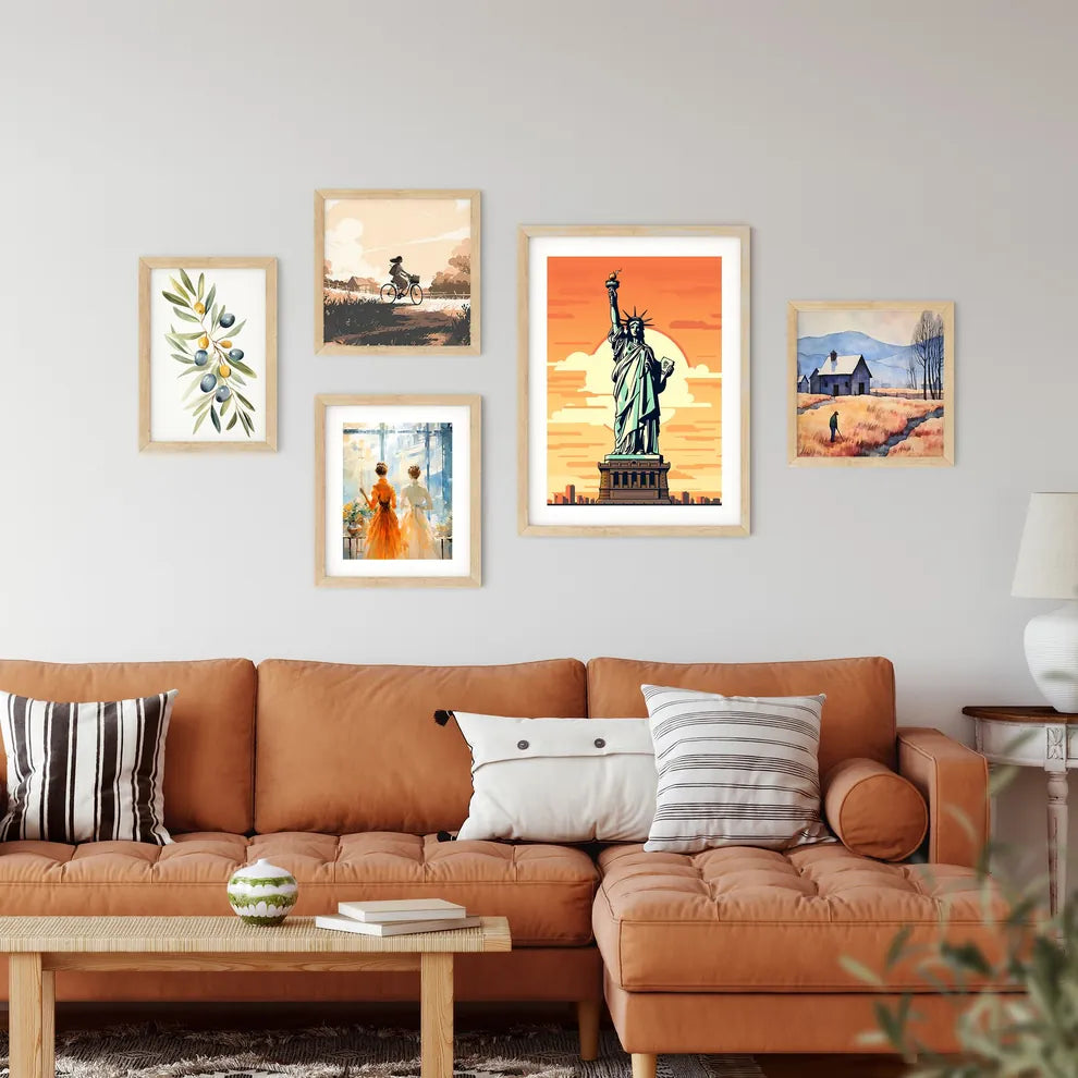 Statue Of Liberty With A Torch And A Book With Statue Of Liberty In The Background Art Print Custom Print