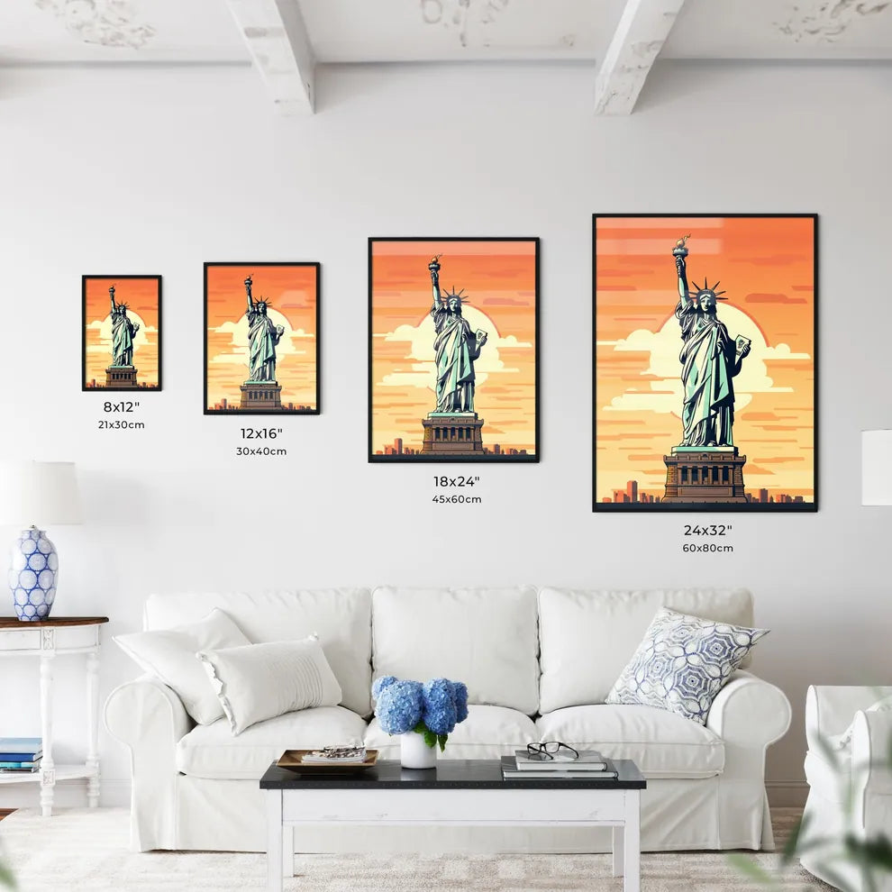 Statue Of Liberty With A Torch And A Book With Statue Of Liberty In The Background Art Print Interior Design