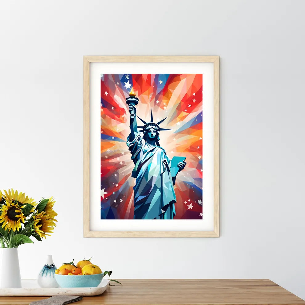 Low Poly Statue Of Liberty Art Prin - Kitchen Hangings