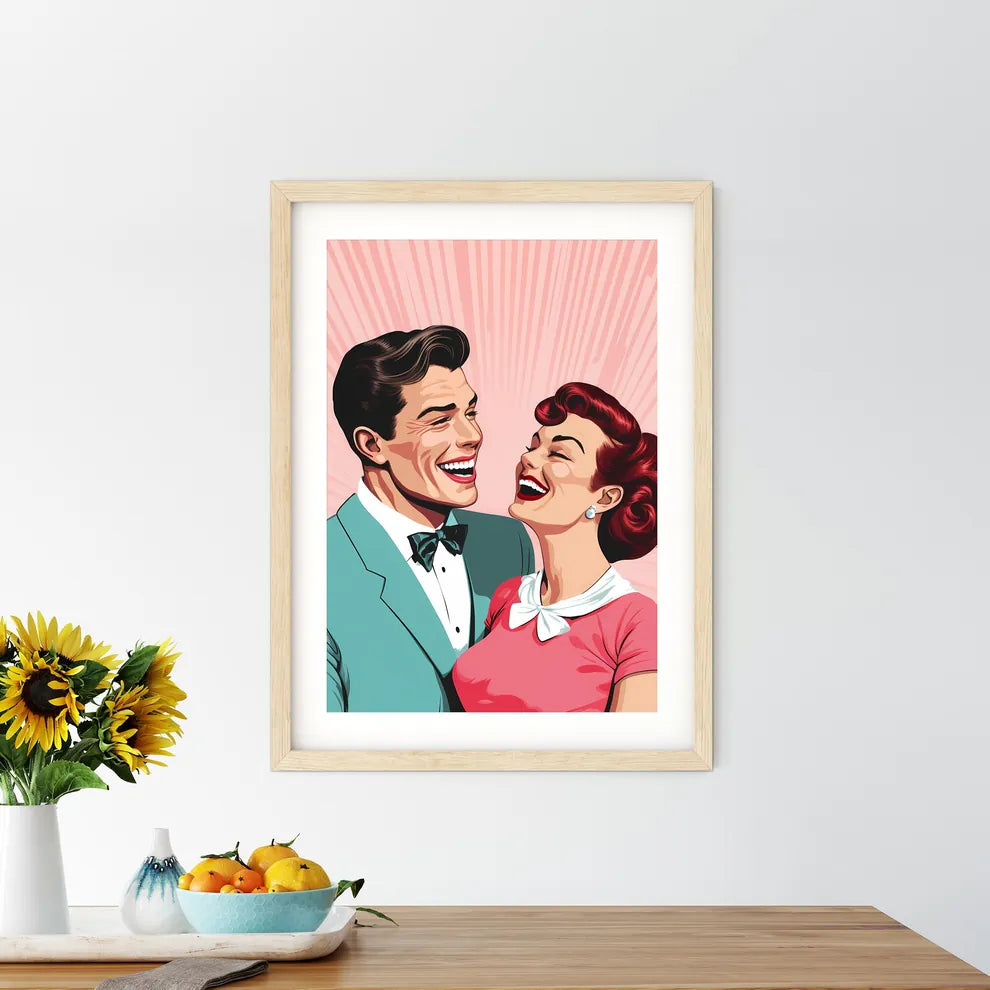 Man And Woman Laughing Art Prin - Kitchen Hangings