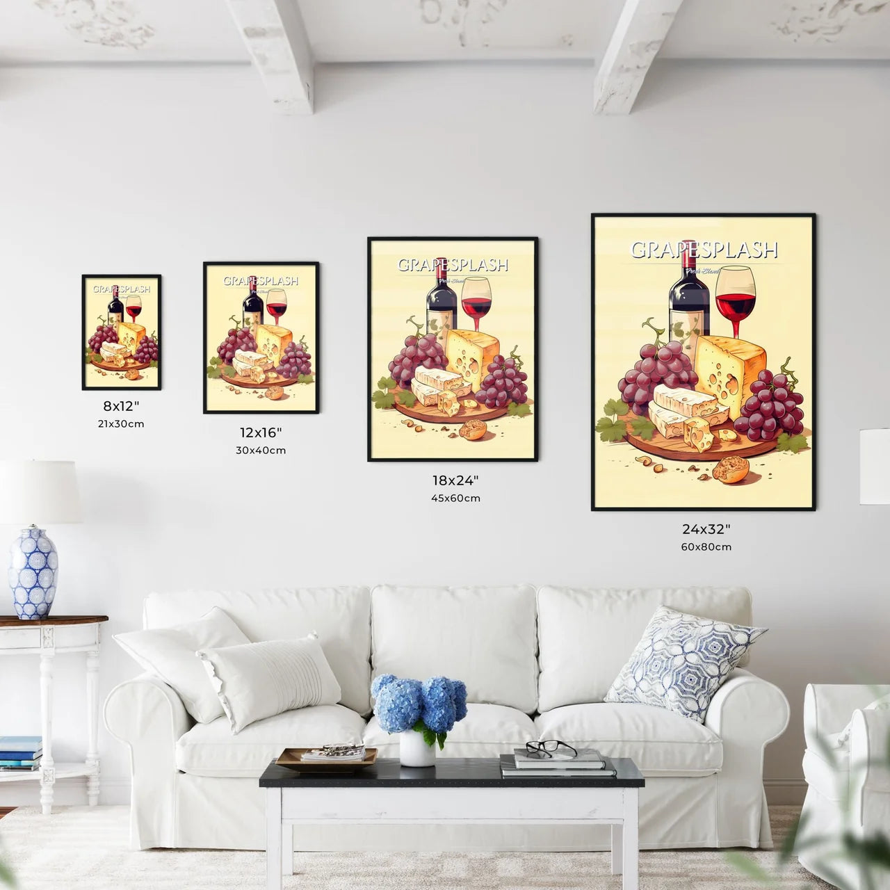 Wine Bottle And Grapes On A Wooden Board Art - Kitchen Hangings