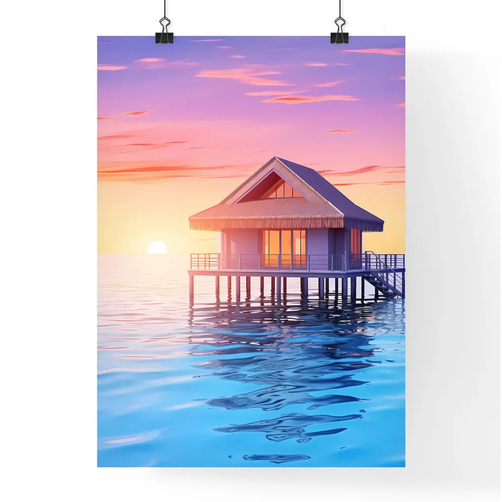House On Stilts In Water Art Print Poster